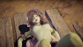 Sex Intens Cu O Femeie Goblin Cu Pielea Verde Care Scoate Sunete Puternice De Gemete