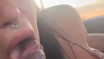 Melissa Lisboa'S Driving Skills Take A Backseat As She Gives An Amazing Blowjob And Milks While Driving.